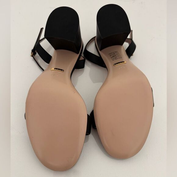 Gucci GG Marmont Black Leather Heel Sandals EU 40.5 US 10.5 Authentic - Picture 9 of 10